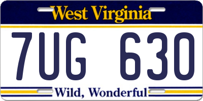 WV license plate 7UG630