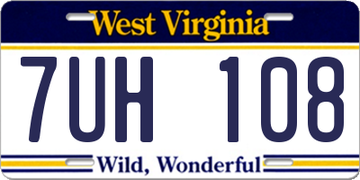 WV license plate 7UH108