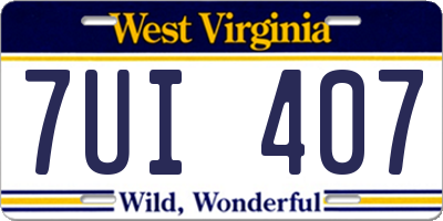 WV license plate 7UI407
