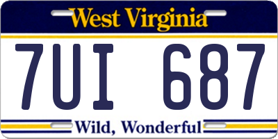 WV license plate 7UI687