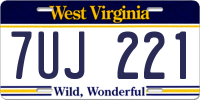 WV license plate 7UJ221