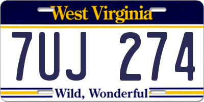 WV license plate 7UJ274
