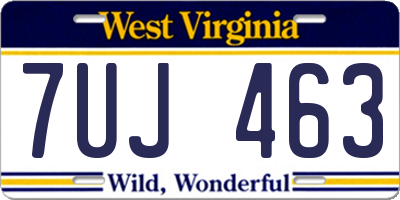 WV license plate 7UJ463