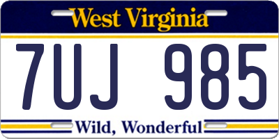 WV license plate 7UJ985
