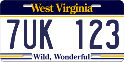 WV license plate 7UK123