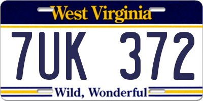 WV license plate 7UK372