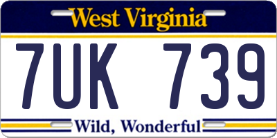 WV license plate 7UK739