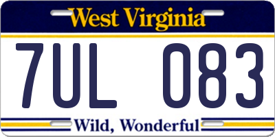 WV license plate 7UL083