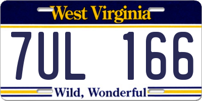 WV license plate 7UL166