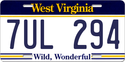 WV license plate 7UL294