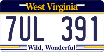 WV license plate 7UL391