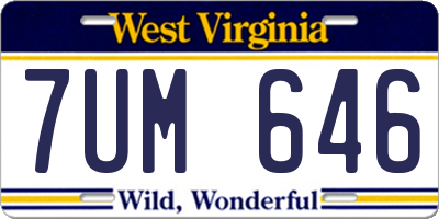 WV license plate 7UM646