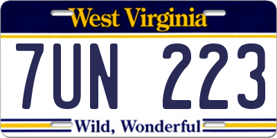 WV license plate 7UN223