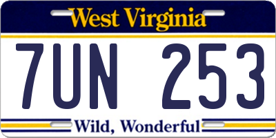 WV license plate 7UN253