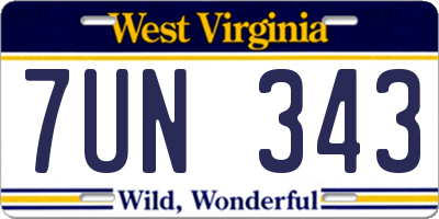 WV license plate 7UN343