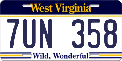 WV license plate 7UN358