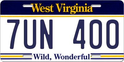WV license plate 7UN400