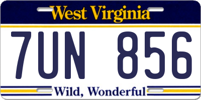 WV license plate 7UN856