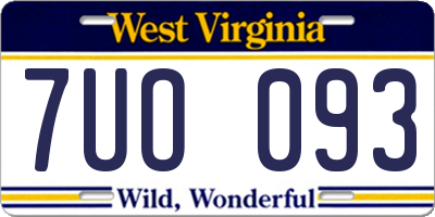 WV license plate 7UO093