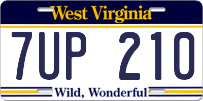 WV license plate 7UP210
