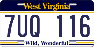 WV license plate 7UQ116