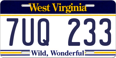 WV license plate 7UQ233