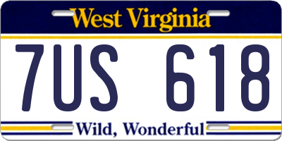 WV license plate 7US618