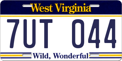 WV license plate 7UT044