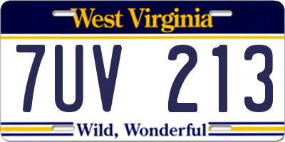 WV license plate 7UV213
