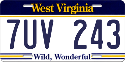 WV license plate 7UV243