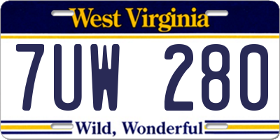 WV license plate 7UW280
