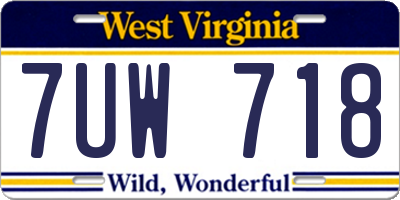 WV license plate 7UW718