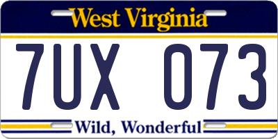 WV license plate 7UX073