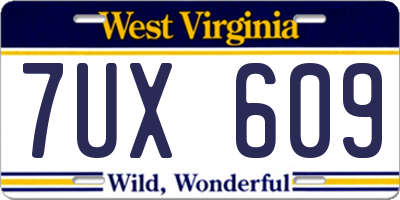 WV license plate 7UX609
