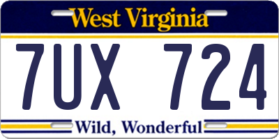 WV license plate 7UX724