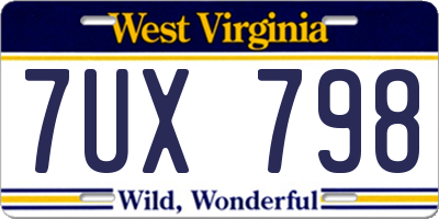 WV license plate 7UX798