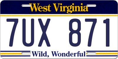 WV license plate 7UX871