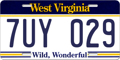 WV license plate 7UY029