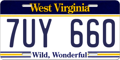 WV license plate 7UY660