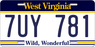 WV license plate 7UY781