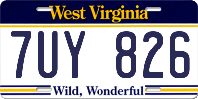 WV license plate 7UY826
