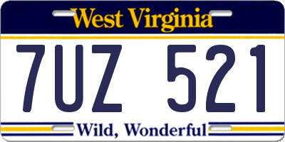 WV license plate 7UZ521