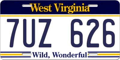 WV license plate 7UZ626