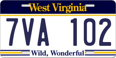 WV license plate 7VA102