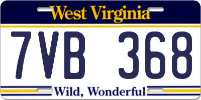 WV license plate 7VB368
