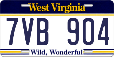 WV license plate 7VB904