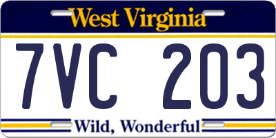 WV license plate 7VC203