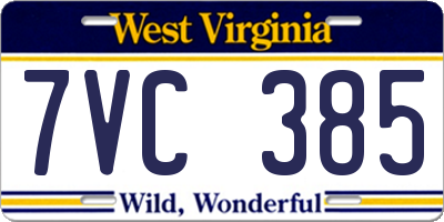 WV license plate 7VC385