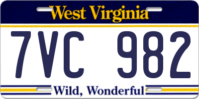 WV license plate 7VC982