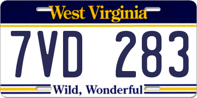 WV license plate 7VD283